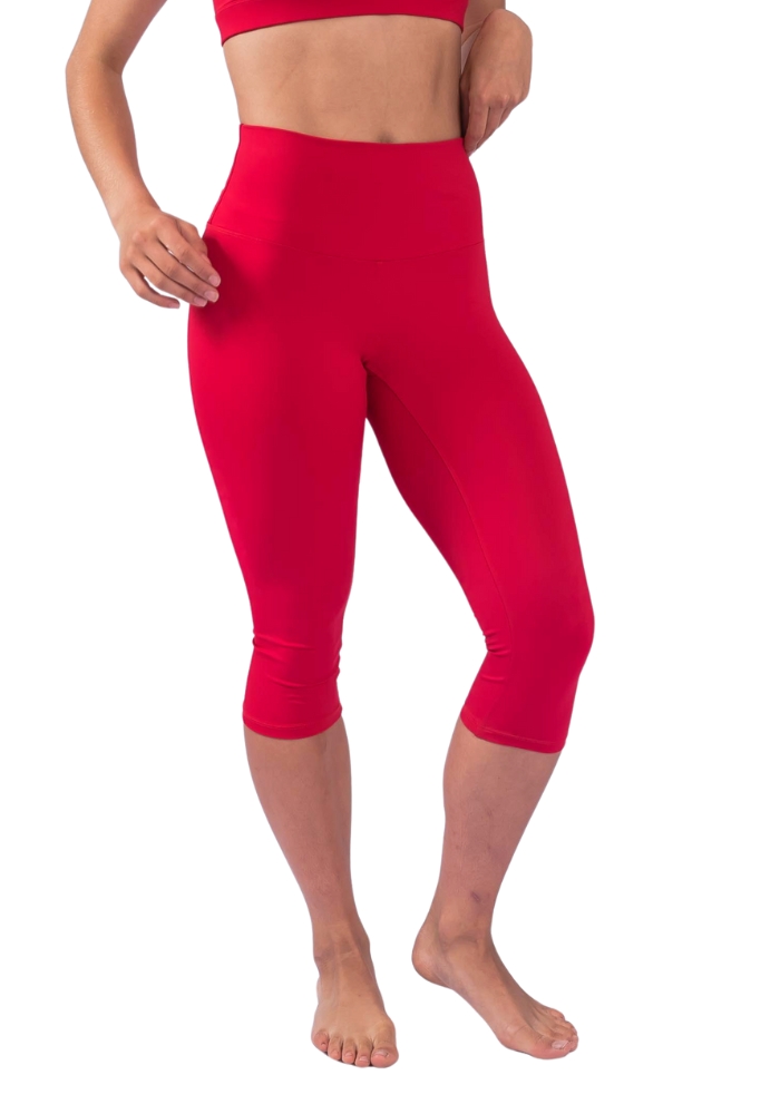 Shakti-Shanti-Body-Sculpt-Knee-Length-Leggings-PT361-Red Knee Length Compression Leggings - SALE - Image 1