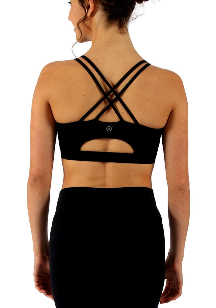 Shakti-Shanti-Yoga-and-Active-Wear-Body-Sculpt-Half-Moon-Bra-BRA310-Black-2 Body Sculpt X-Back Half Moon Bra | Striking (Plain) - Image 1