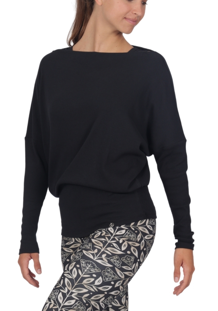 Shakti-Shanti-Cotton-Rib-Tranquil-TL187-Black The Tranquil Ribbed Off Shoulder Top | Comfort meets Style - Image 1