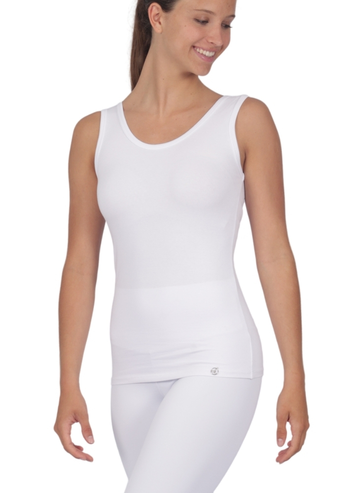 Shakti-Shanti-Cotton-Spandex-Vest-TS027-White The Cleo Body Basic Simple Vest | Shape and Flow - Near Perfect - Image 1