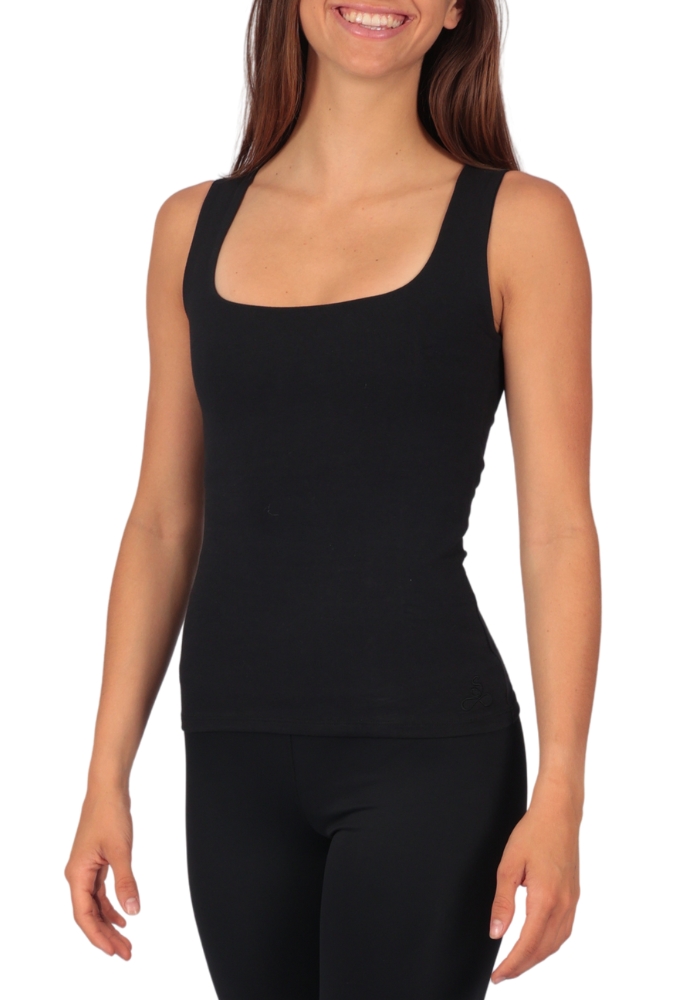 Shakti-Shanti-Cotton-Rish-Alexa-Vest-With-Bra-Support-TS053-Black Alexa Body Basic Vest | Sculpt and Support - Image 1