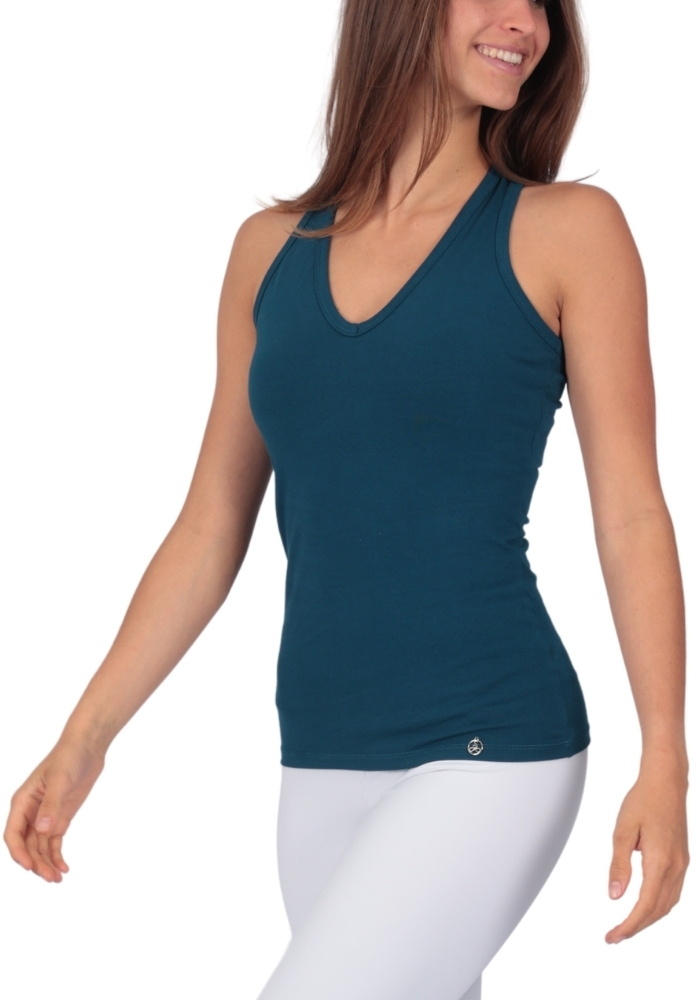 Shakti-Shanti-Cotton-Spandex-X-Back-Yoga-Top-with-Bra-Support-TS026-SeaGreen-6 Cotton Rich Yemaya X-Back Top with Bra Support | NEW - Image 1