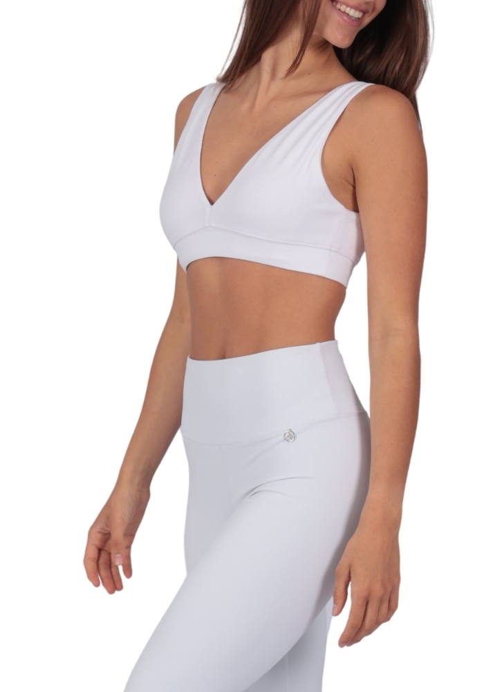 Shakti-Shanti-Cotton-Rich-Flow-Bra-BRA013-White-3 Cotton Rich V Neck Bra | U Back Support - Near Perfect - Image 1