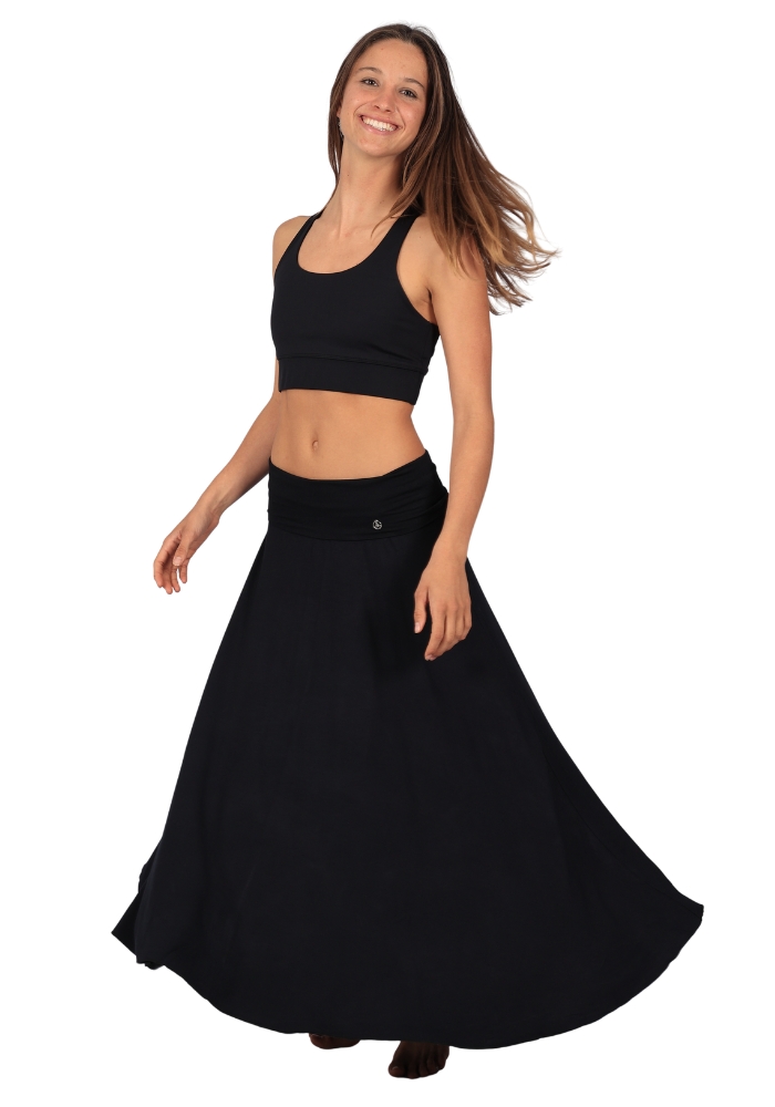 Chakti-Shanti-Wide-Band-Viscose-Circle-Skirt-AC254-AC255-Black Freya Wide Band Circle Skirt | Versatile Skirt & Dress NEW IN - Image 1