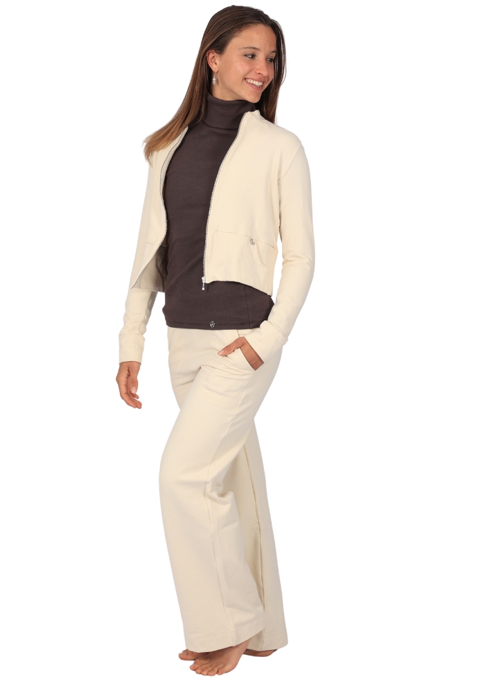 Shakti-Shanti-Cotton-Brushed-Fleece-Zip-Jacket-TL143-Cream Women's Brushed Fleece Zip Jacket | Near Perfect - Image 1